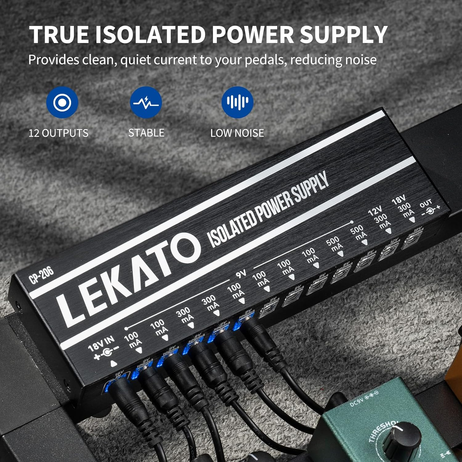 LEKATO Guitar Pedal Power Supply, 12 Insulated Output for 9V/12V/18V, Effect Pedal Power Supply with Short Circuit Protection for Electric Guitar Bass Effect Keyboards Charging image number 6