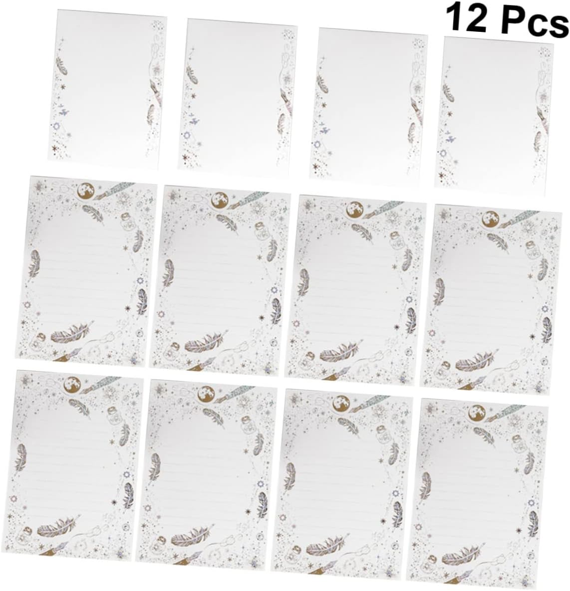 Operitacx Hot Stamping Quill Pattern Letter Paper Envelopes Set Kraft Paper for Holiday DIY Writing Christmas Stationery image number 5