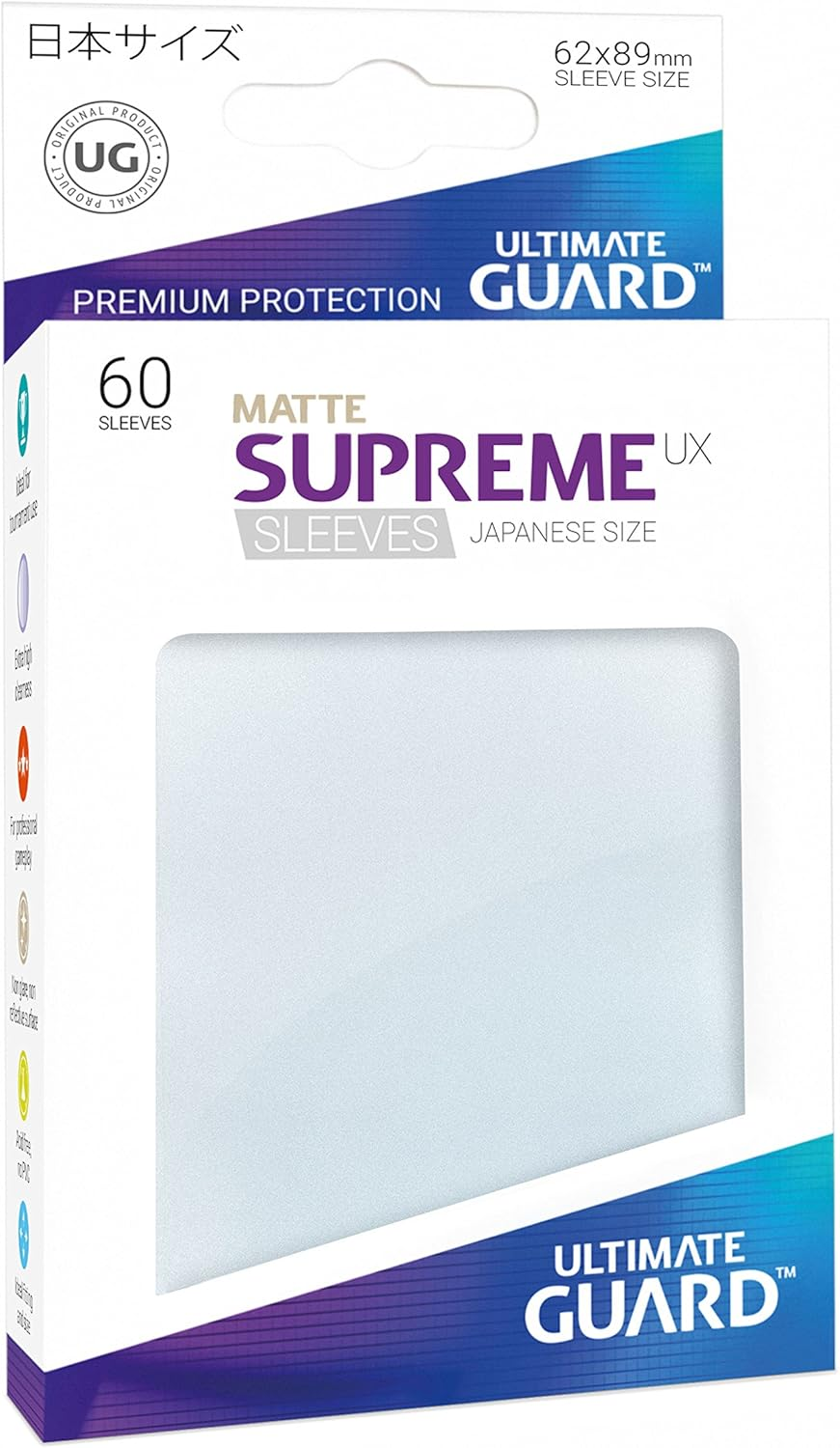 Ultimate Guard UGD010587 Supreme UX Sleeves, Japanese Size, Matte Black, 60 Counts