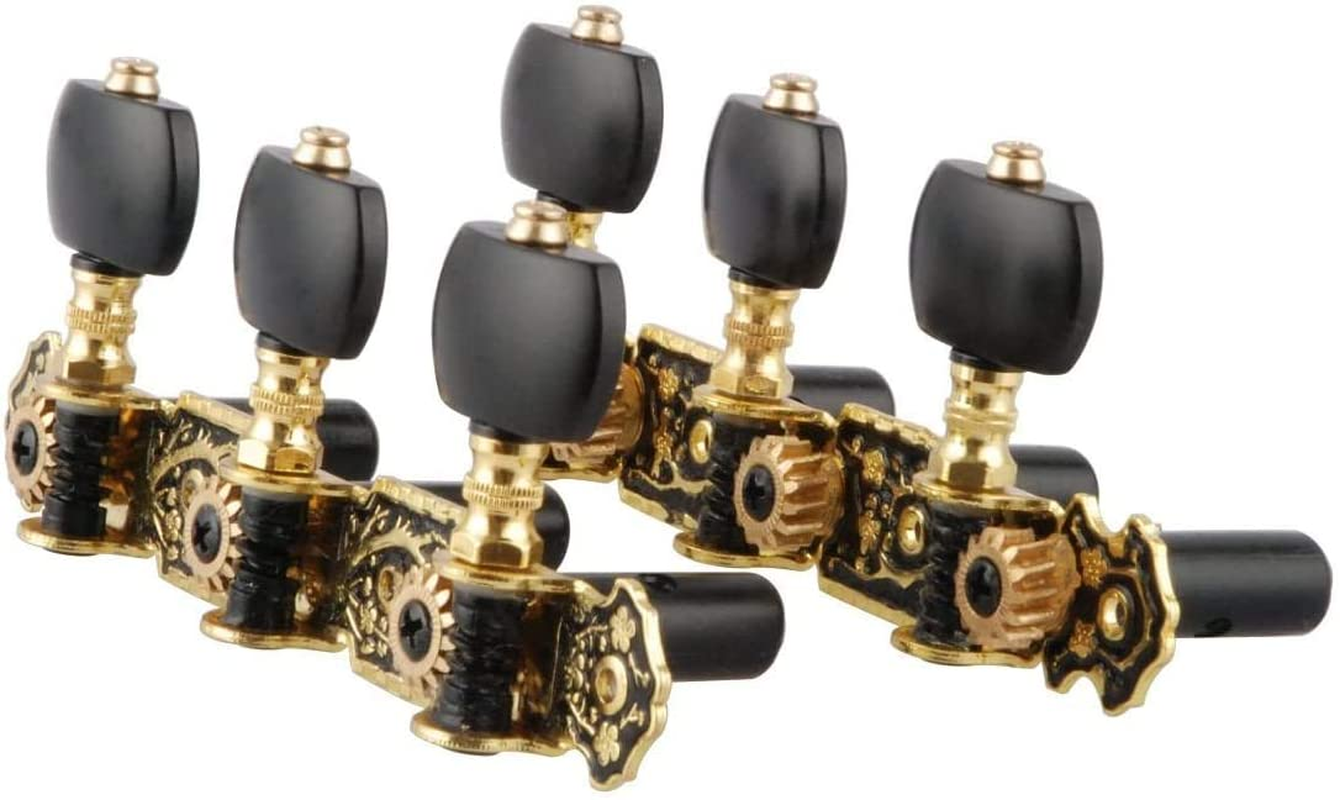 Mr.Power Classical Guitar Tuners Machine Heads 3+3 Set Tuning Keys Machine Pegs(Black Button) image number 2