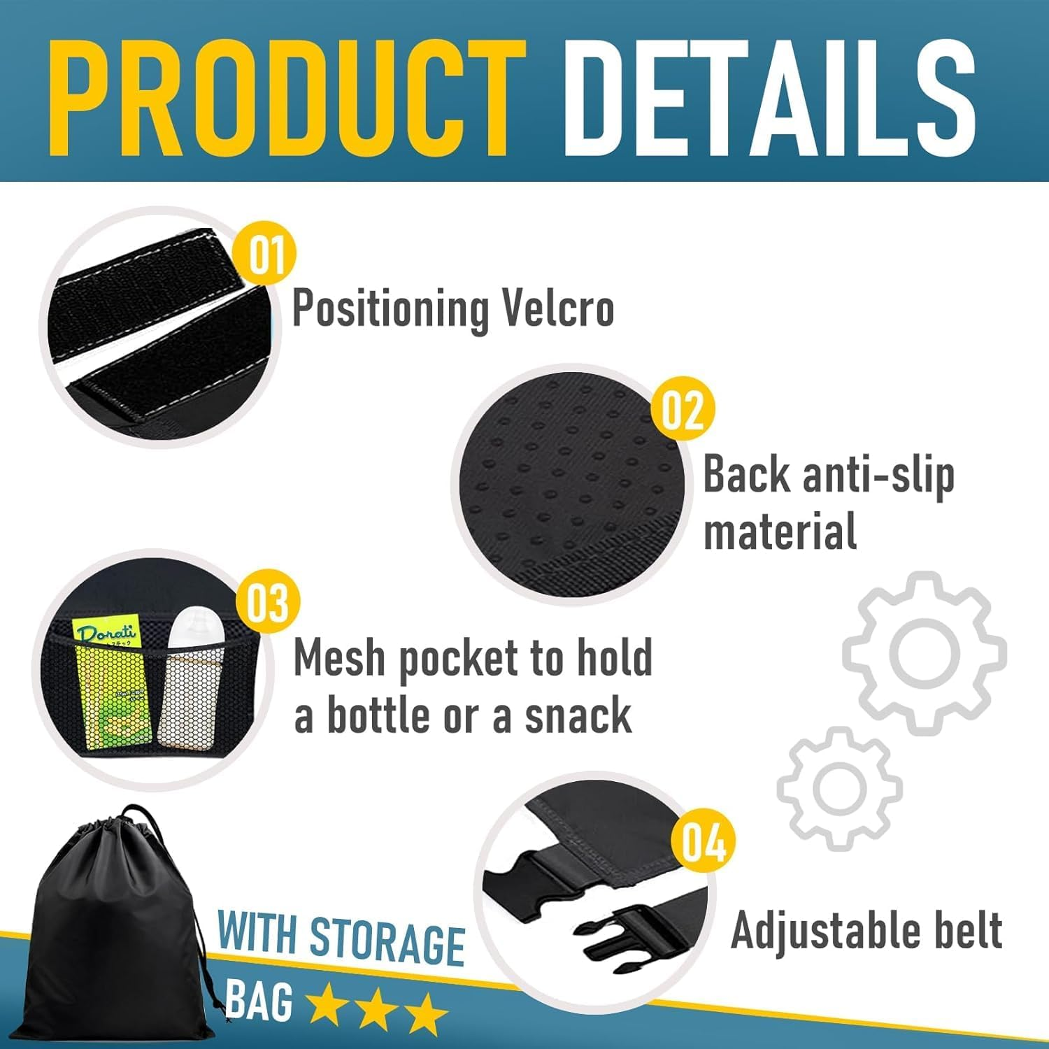 Toddler Airplane Bed, 31In Airplane Seat Extender for Kids, Toddler Travel Essentials with Drawstring Bag, Kids Bed Airplane image number 4