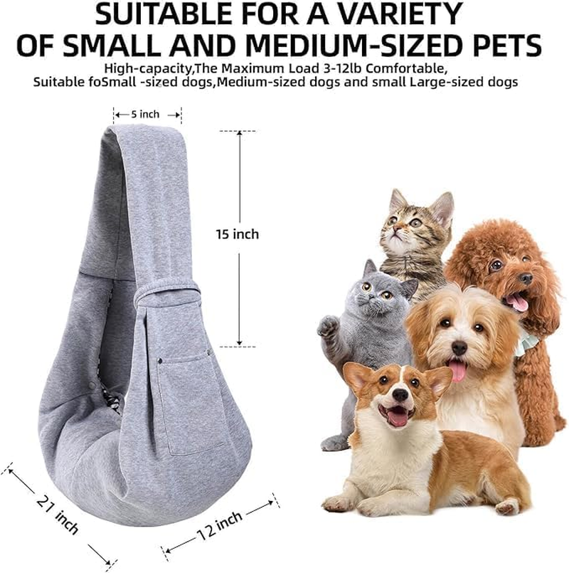 Dog Carrier Sling - with Soft Mesh Dog Harness and Leash Set,Reversible Puppy Carrier with Storage Pocket Adjustable Shoulder Strap Dog Carriers for Small Dogs, Puppy Travel Safety Harness (Grey) image number 6