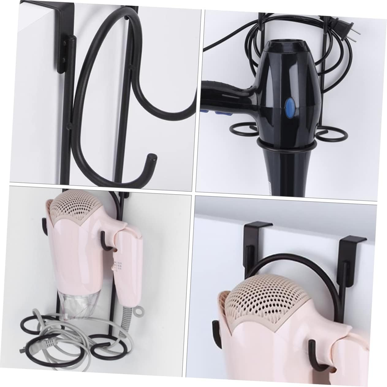 Strong Capacity Hair Dryer Rack Wall Mount Holder Bathroom Accessory Door Hanger Stylish image number 4