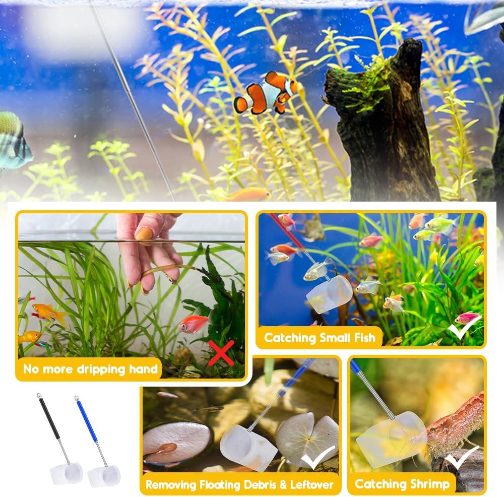 2Pcs Small Telescopic Shrimp Net for Aquarium & Fish Tank, Mini Telescopic Fish Net for Small Fish, Shrimp, Insect - Square & round Net Set, Easy to Use & Store image number 6