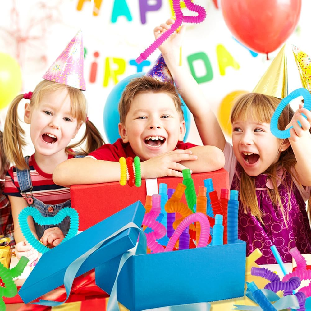 52 Pack Pop Tubes, Sensory Toys Party Favors for Kids 8-12 4-8 Fidget Toys for Anxiety Goodie Bag Stuffers Treasure Box Classroom Prizes Gifts for 3 4 5 6 7 8 9 Year Old Boys Girls Toddlers- 10 Colors image number 1