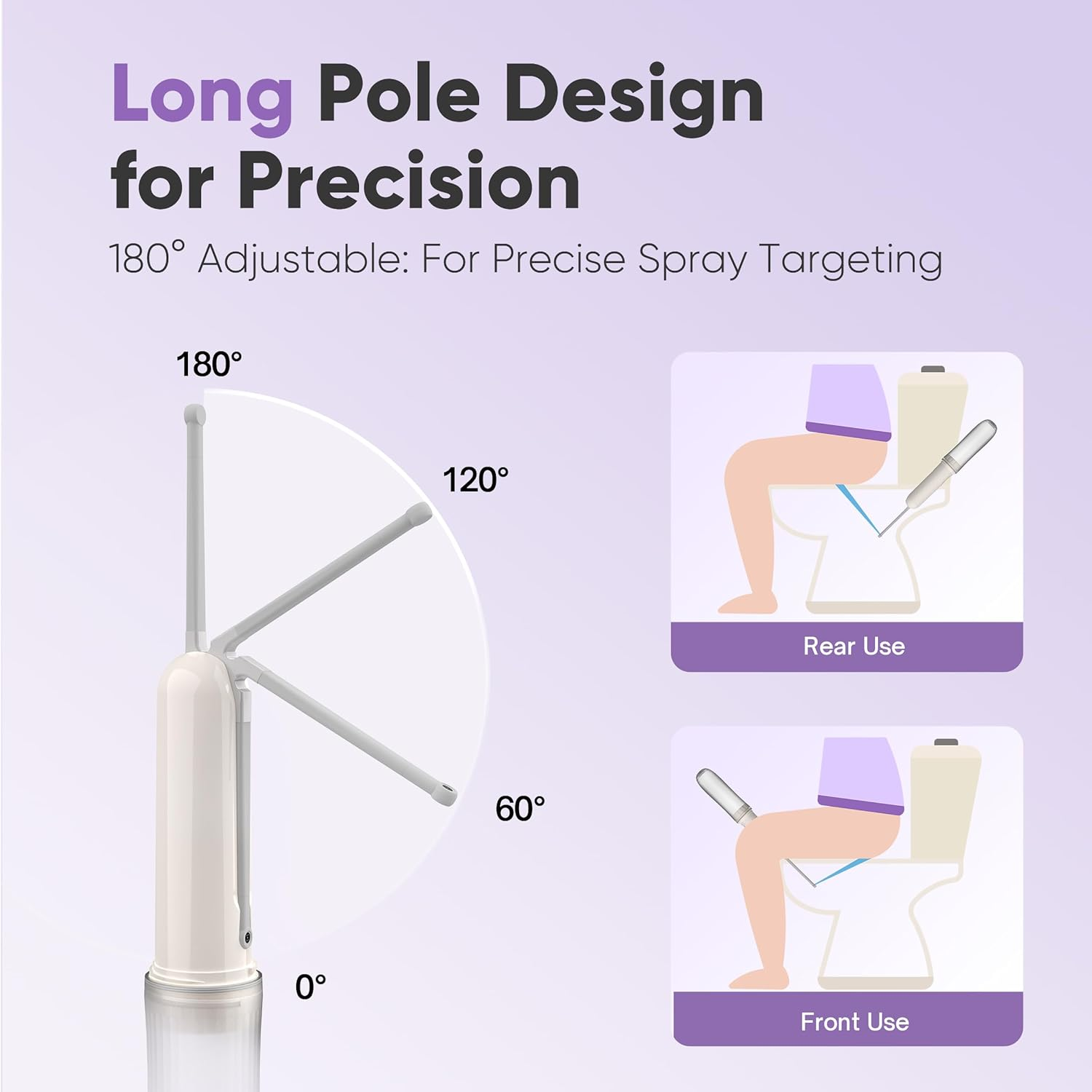 Portable Bidet - Mini Foldable Handheld Personal Travel Bidet with 2 Pressure Options Electric Sprayer Toilet for Personal Hygiene Cleaning/Soothing Postpartum Care/Perineal & Hemmoroid Treatment - Pink image number 6