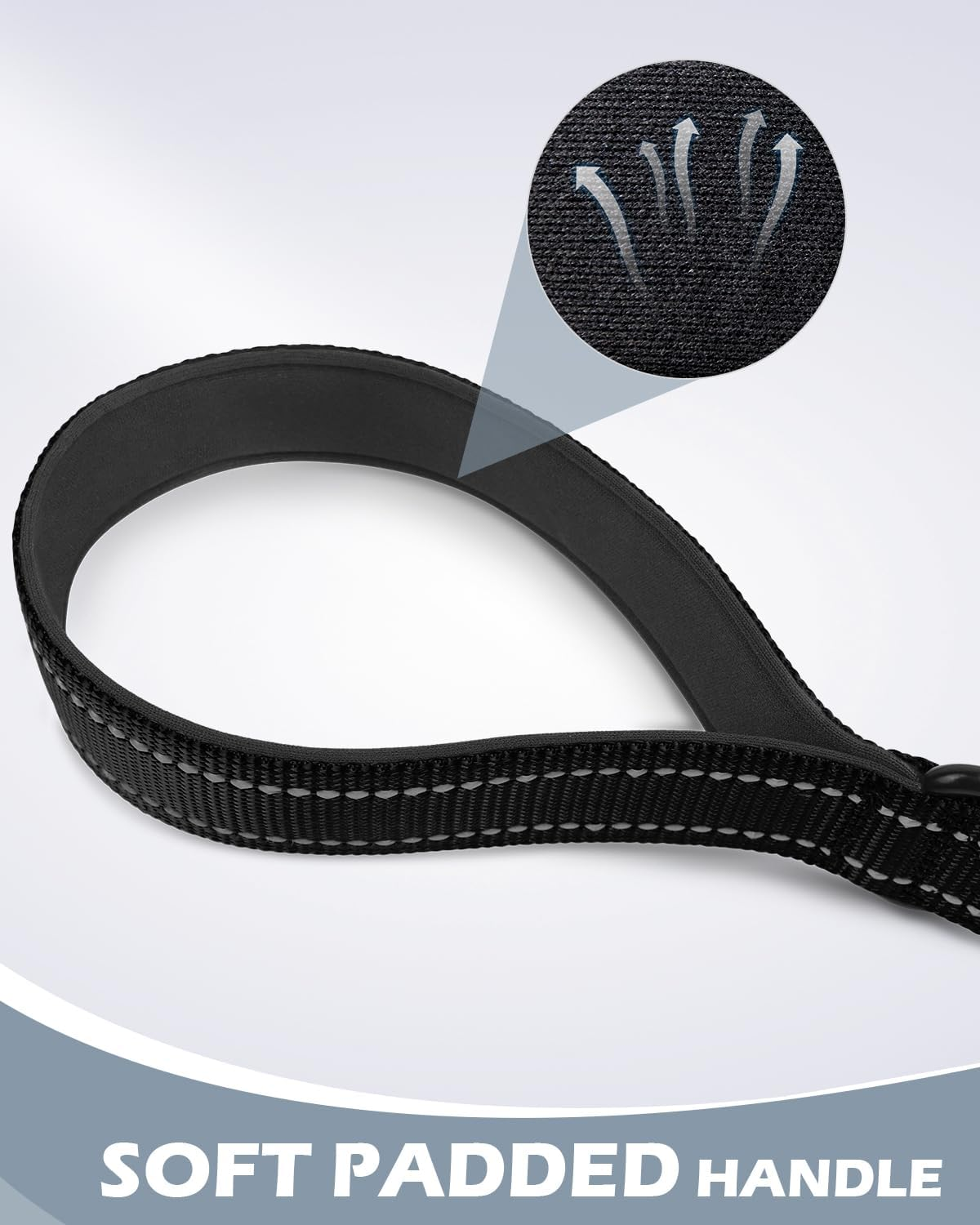 Joytale Strong Short Dog Leash 18 Inch, 1.2 Inch Wide, Heavy Duty, Padded Handle for Traffic Control, Reflective Leash for Medium and Large Dogs Walking Training, Black image number 7