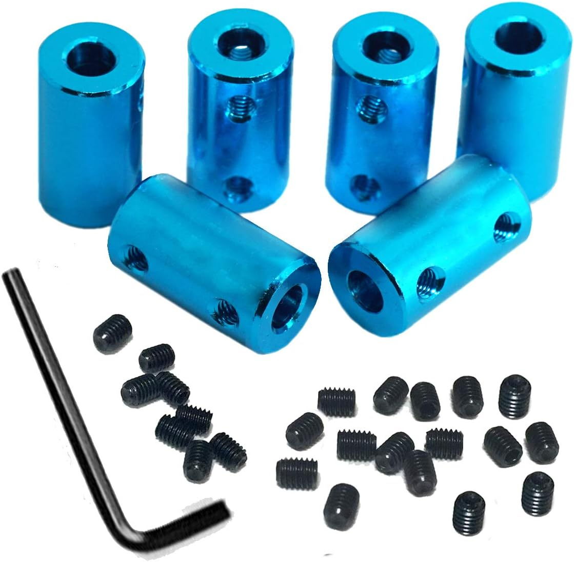 6Pack ZYCST Aluminium Alloy Shaft Coupling Rigid Stepper Motor Wheel Coupler Joint Connector for DIY Car Boat Airplane 3D Printers, 5Mm to 5Mm