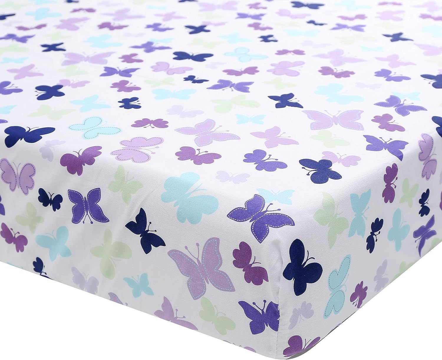 Luxury 4 Piece Butterfly Crib Bedding Set,Purple Crib Set for Baby Girls,Microfiber Printed Nursery Bedding Set with Comforter/Skirt/Crib Sheet/Blanket image number 6