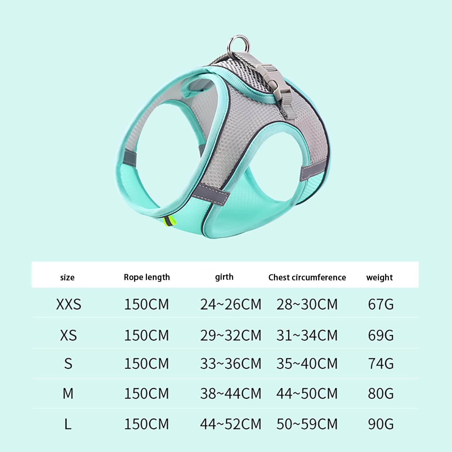 Cat Harness and Lead Set, Breathable Cat Leash with 1.5M/4.9 Ft Traction Rope, Adjustable Escape Proof Soft Cat Vest Harness with Reflective Strip for Walking, Jogging, Outdoor Activity (M) image number 6