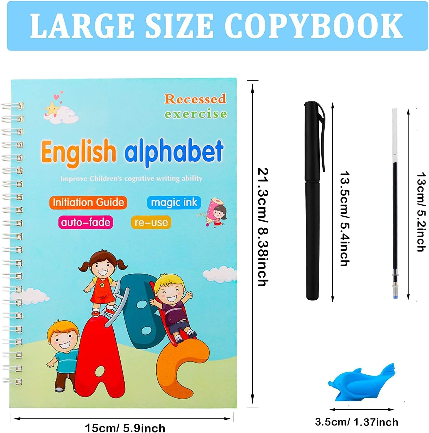 Magic Practice Copybook - Handwriting Practice Workbook for Kids, Magical Reusable Writing Practice Book with Magic Pen, Tracing Groove Book for Children Learning - 4 the Print Book Set image number 1