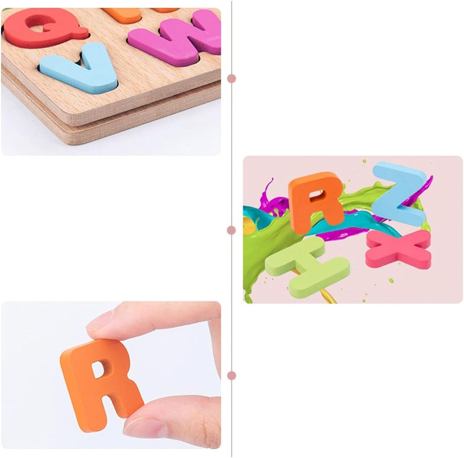 Montessori Wooden Puzzles for Kids, 3Pcs Wood Alphabets Numbers and Shapes Preschool Learning Educational Puzzle Board Toys Birthday Gifts for Boys Girls Ages 3 4 5 6 Year Old image number 1