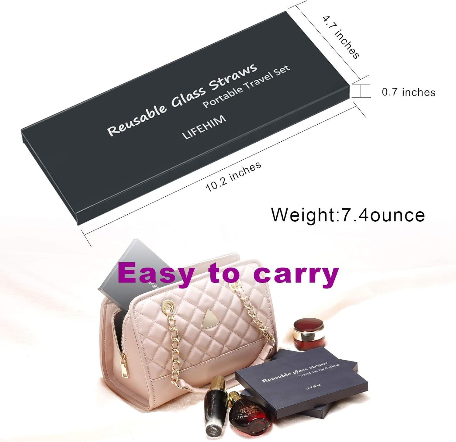 Amber Glass Straws Drinking Reusable: Colored Glass Cocktail Straws Travel Glass Straw with Gift Case Long Glass Drinking Straws Bent