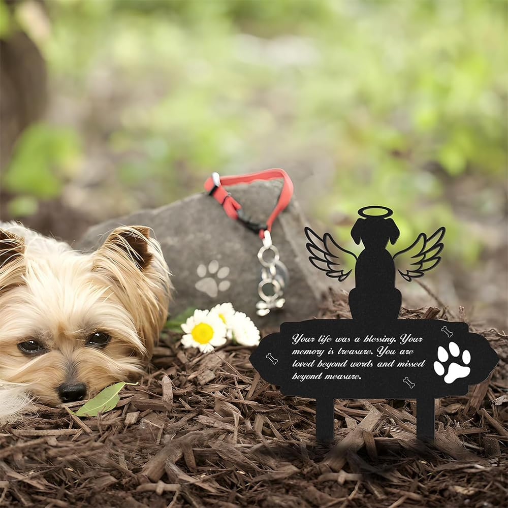 Dog Grave Marker, Dog Cemetery Decorations for Grave, Dog Memorial Plaque Garden Stake Metal Grave Marker, Dog Remembrance Stake for Pet Lover