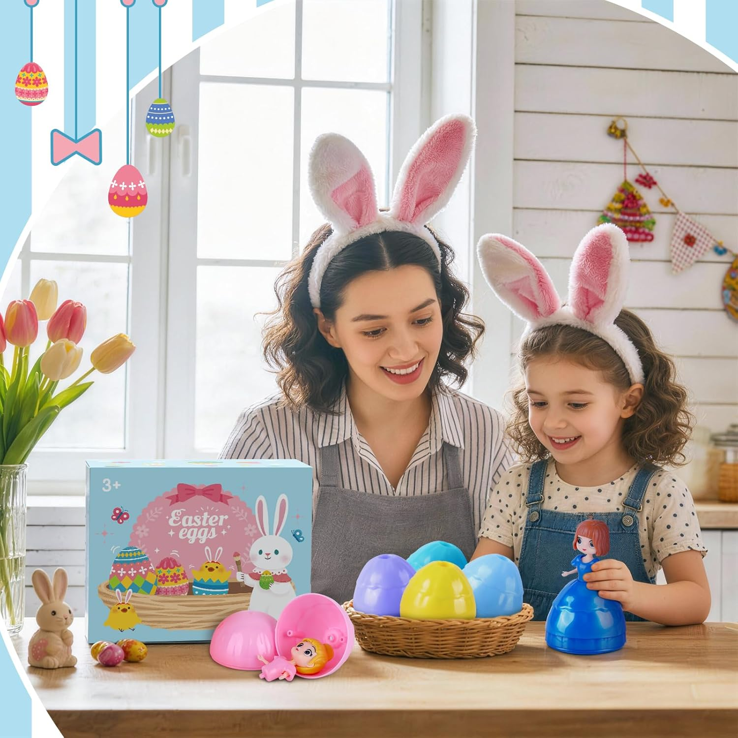 12 PCS Easter Eggs Filled with Princess for Kids Girls, Easter Eggs with Toys Inside, Easter Basket Stuffer, Easter Eggs Hunt Gifts, Classroom Prize and Party Favors