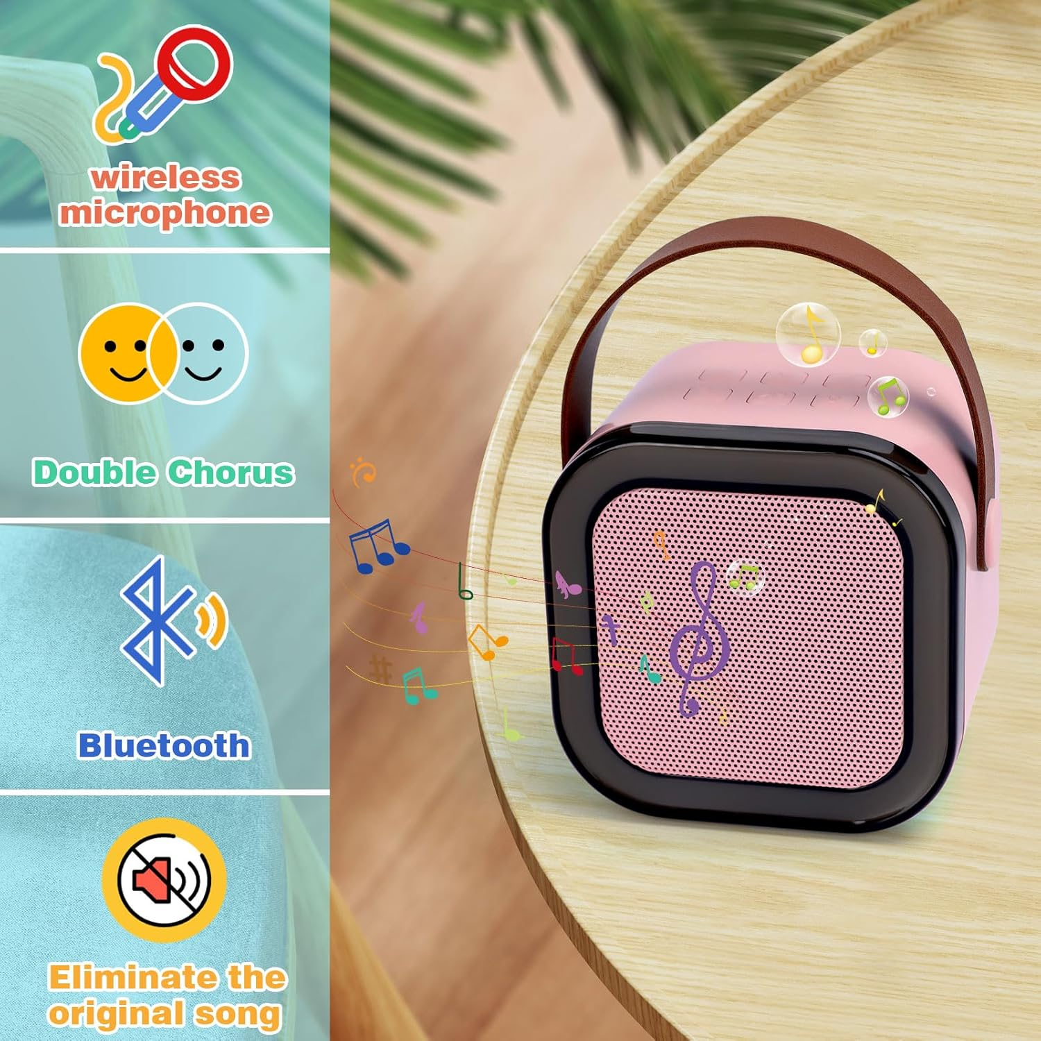 Kids Karaoke Microphone with Bluetooth Speaker for Kids Toys for Boys and Girls 3-12 Years Old, 5-8 Years Old Girls Gifts (Pink 2 Mic) image number 2