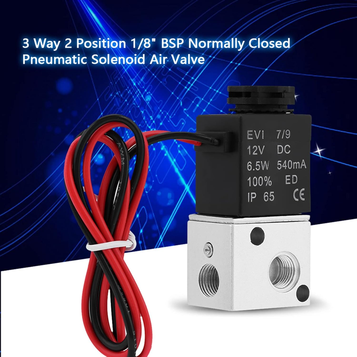 12V/24V 12V/24V Electric Solenoid Air Valve 1/8" BSP 1/8" Brass Electric Solenoid Valve (DC12V) image number 5