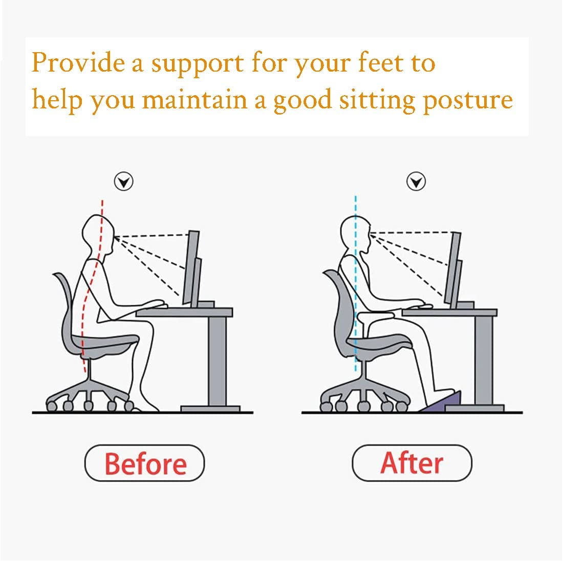 Adjustable Foot Rest under Desk,6 Height Adjustable Foot Rest with Massage Particle and Roller,Foot Stool with Firm Non-Slip Legs for Home Office image number 3