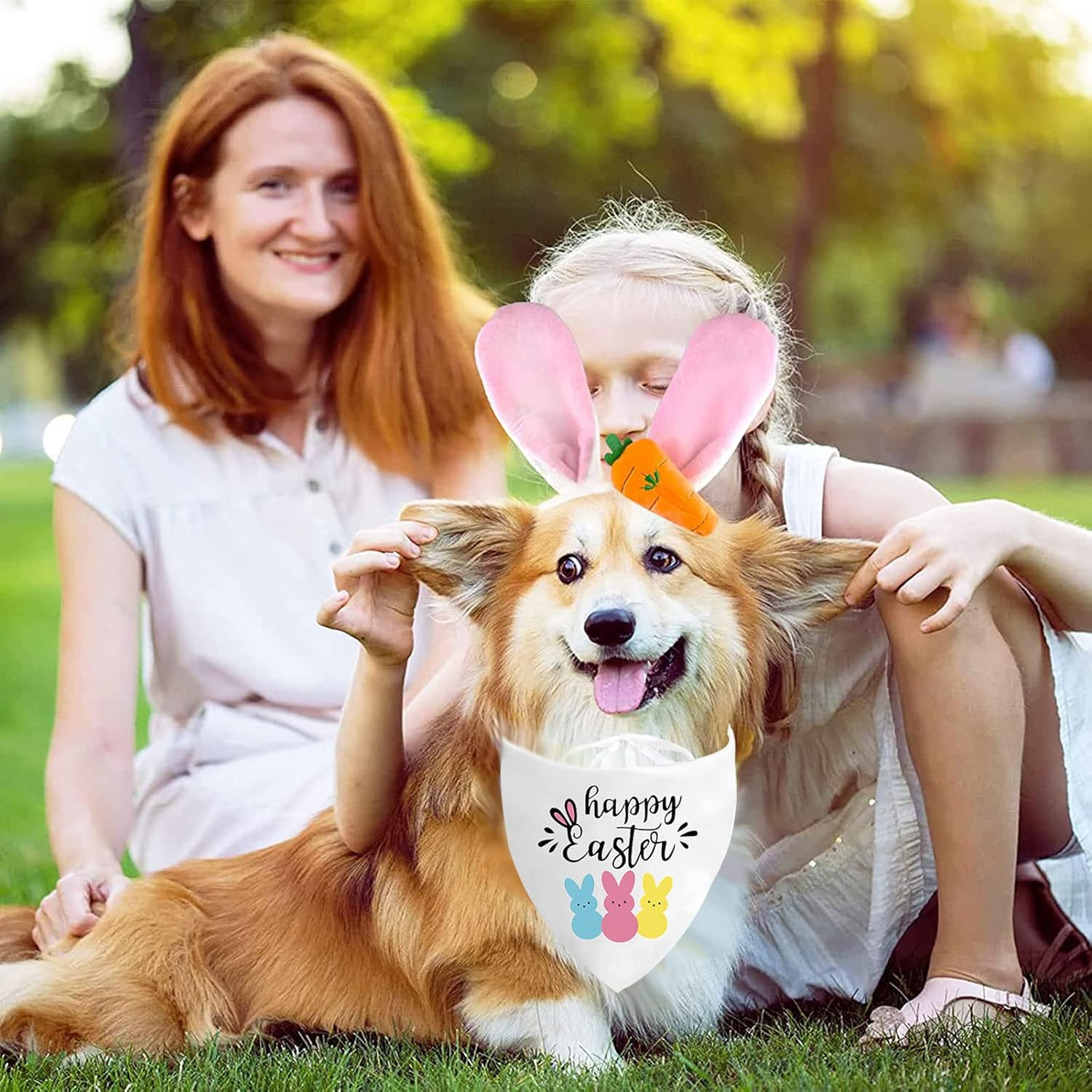 Easter Dog Bandanas Puppy Scarf - Happy Easter Peeps Dog Outfits - 2 Pcs Adjustable Triangle Double-Layer Reversible Pet Bandanas for Small Medium Large Dogs image number 6