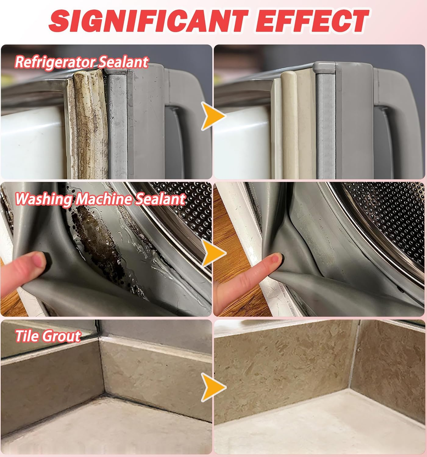 VILOSI Washing Machine Cleaning Gel, 300Ml/10.6Oz Black Stain Remover Gel for Bathroom Shower Grout, Front Loader Washing Machine Seal, Refrigerator Strips, Tile & Silicone Surfaces (300, Grams) image number 5