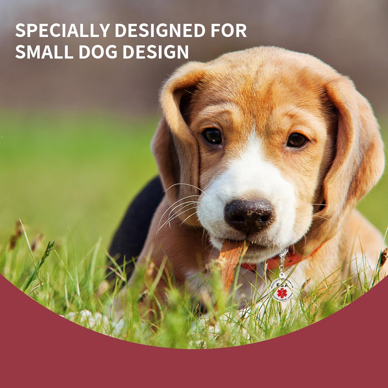 Emotional Support Dog ESA Dog Tag ID Industrial Puppy Emotional Support Dog Tag Red Medical Alert Symbol and Protected by Federal Law Navy Lettering and Red Enamel Trim for ESA and Therapy Dogs image number 1