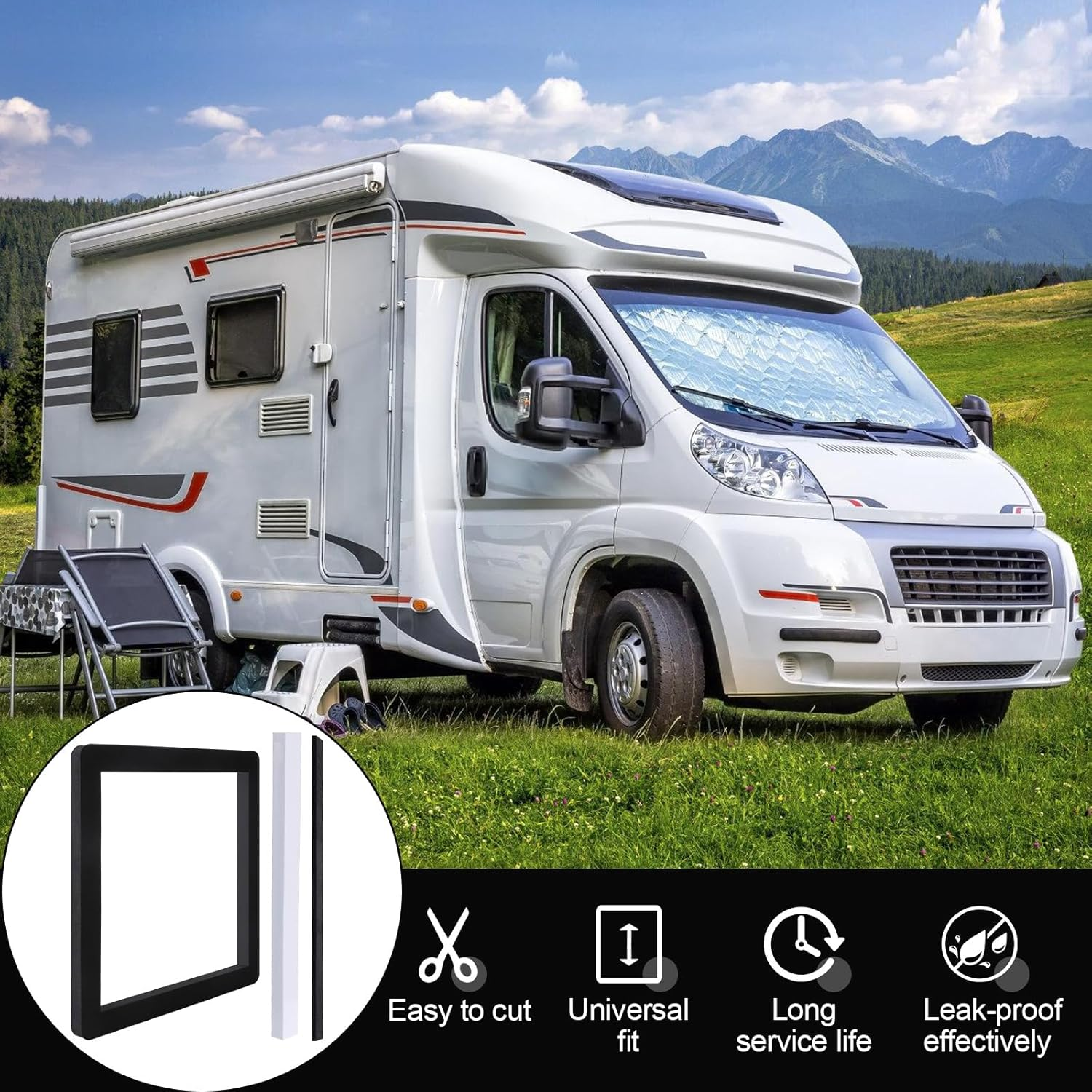 Universal RV Roof Air Conditioner Gasket Kit, 14X14In Camper Roof A/C Gasket Kit - Waterproof Compression Seal Insulation - Self-Adhesive Picture Frame Gasket and Leveling Pads image number 5