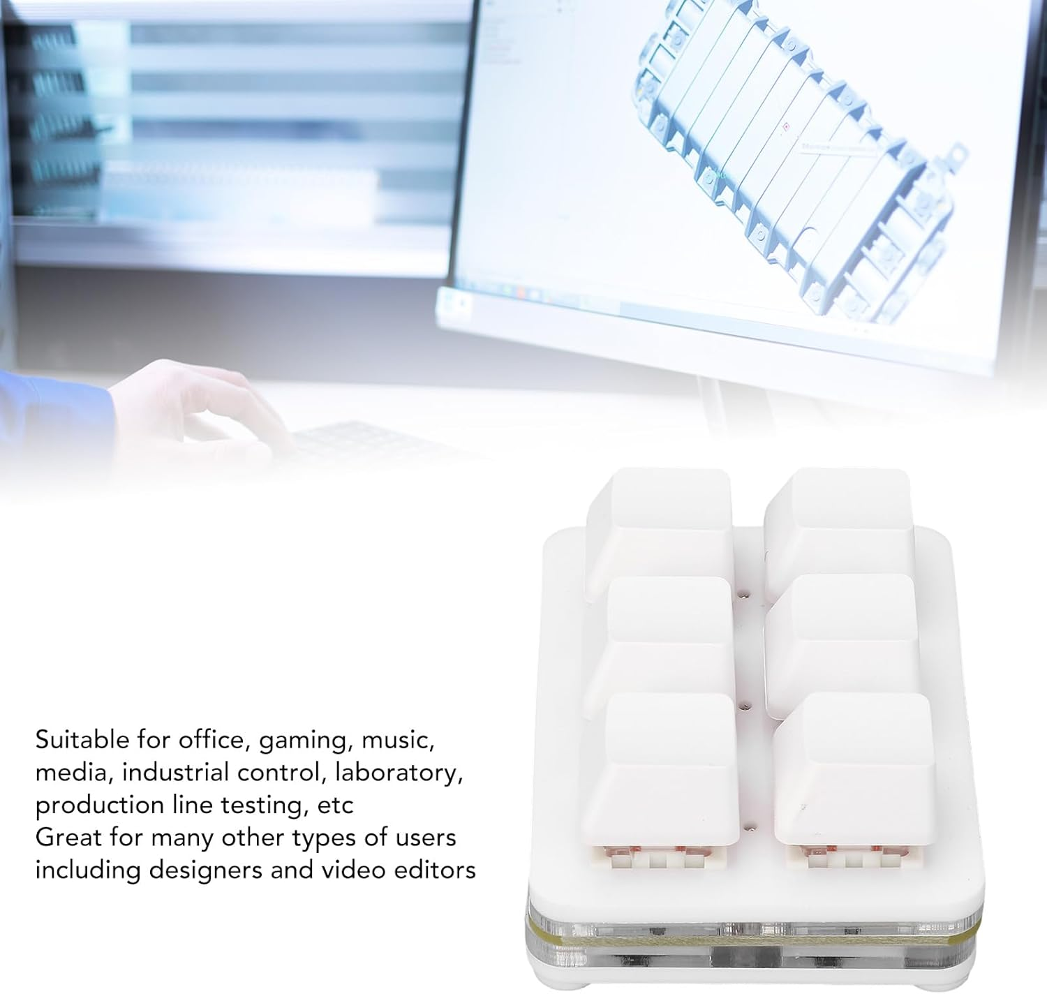 6 Key Mini Keyboard, RGB Macro Customized Programmable OSU Keypad with Red Switch, One Handed Gaming Keyboard for Game Office (White)