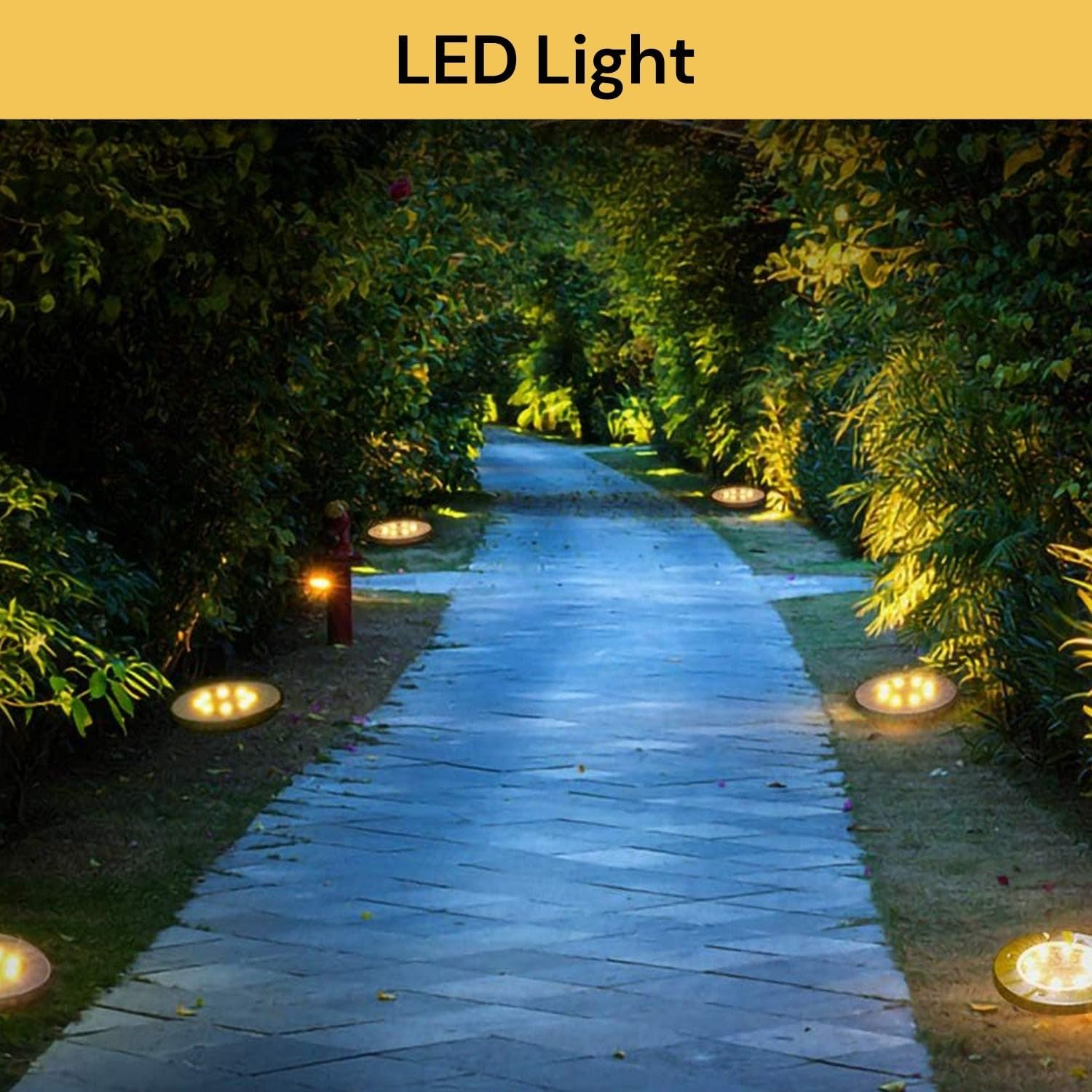 EZONEDEAL Solar Ground Lights, 8 LED Solar Disk Lights Outdoor Waterproof for Garden Yard Patio Pathway Lawn Driveway Walkway- Warm White (4 Pack) image number 5
