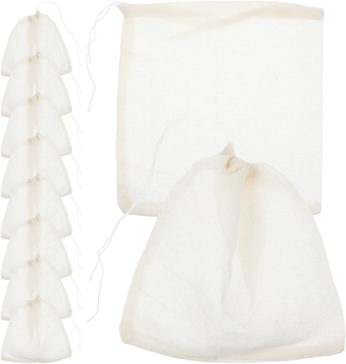 10Pcs Reusable Tea Brew Bags Soup Gravy Filter Bags Large Muslin Drawstring Tea for Loose Leaf image number 3