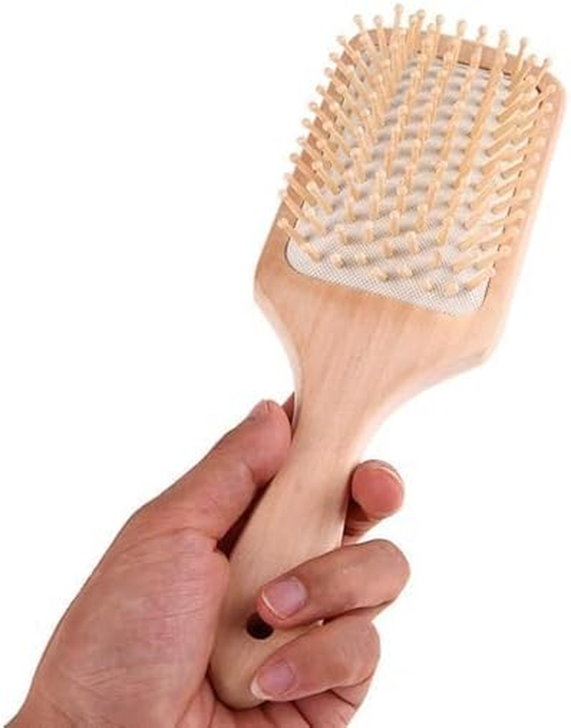 Natural Wooden Hair Brush Detangle Tail Comb, Paddle Hairbrush for Women, Men and Kids Make Thin Long Curly Hair Health and Massage Scalp.