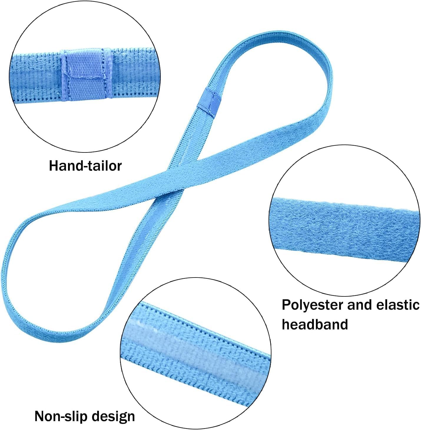 10 Pieces Elastic Sport Headbands Non-Slip Workout Headband, Elastic Sports Headbands Thick Non-Slip Hair Bands for Women and Men Football Running Yoga Workout (Multicolour) image number 5