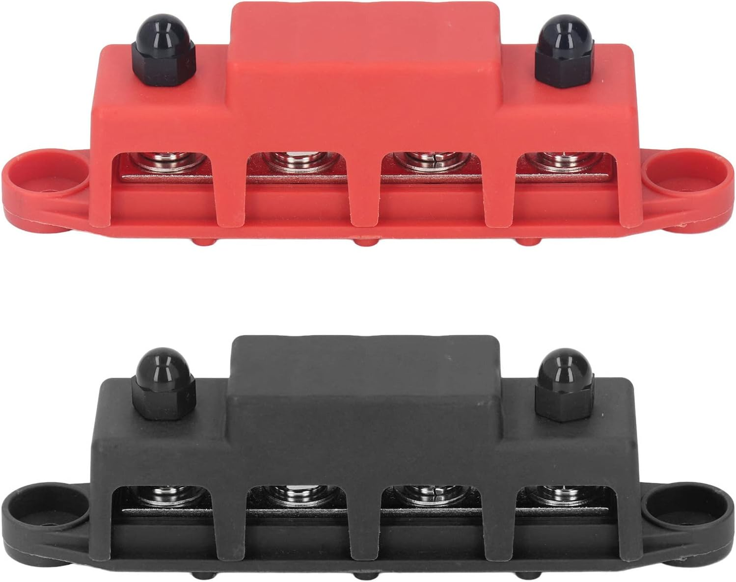 2Pcs Power Distribution Block, 250A DC 48V 4 Termina Marine Bus Bar for Boat Automotive Solar System, M8 Screw Car Audio Power Distribution Box for RV image number 1