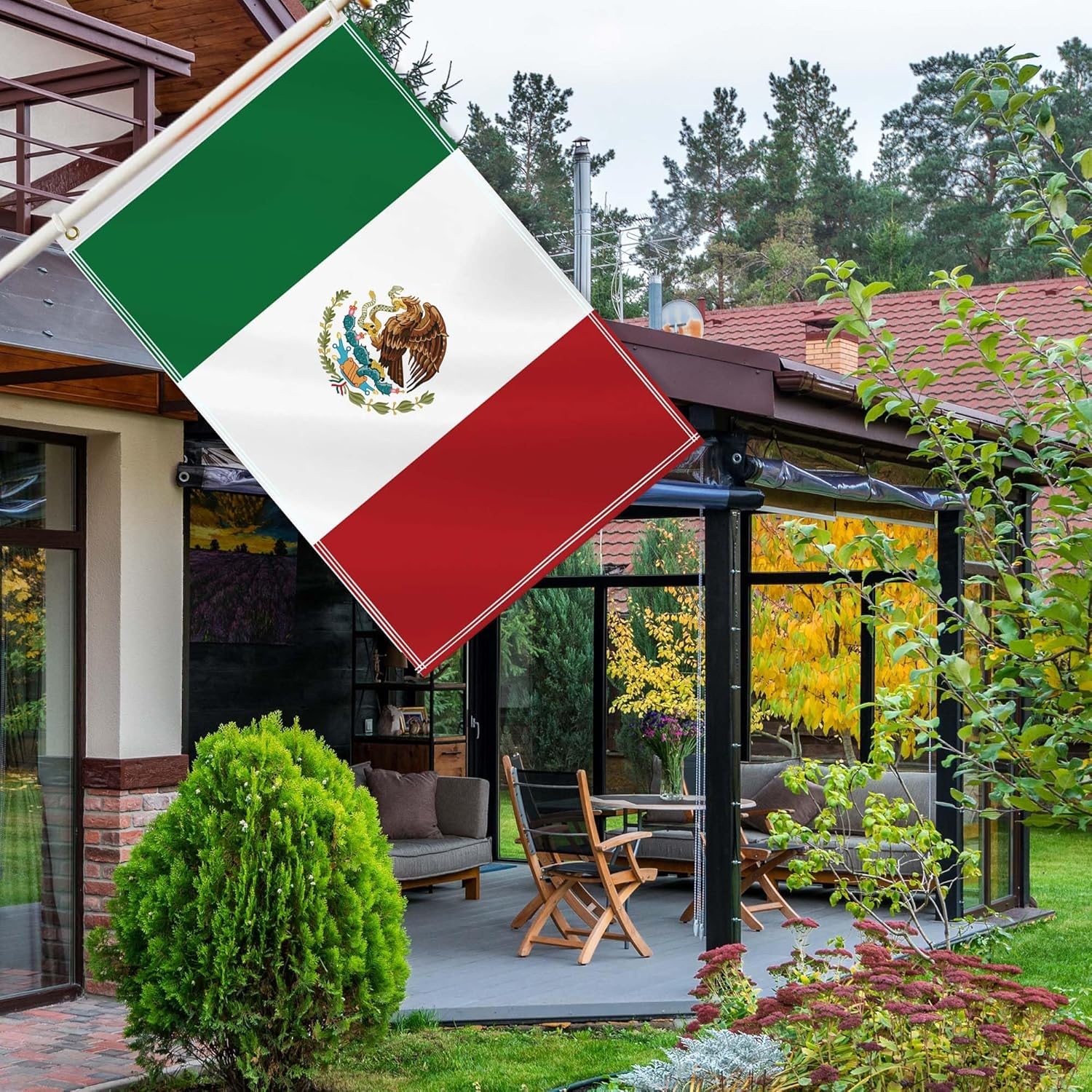 2&times;3 FT Mexico Flag,60&times;90 Medium Size Mexicans National Decor,Double Side Digital Printed 150D Polyester Banner with Canvas Header Brass Grommet image number 3