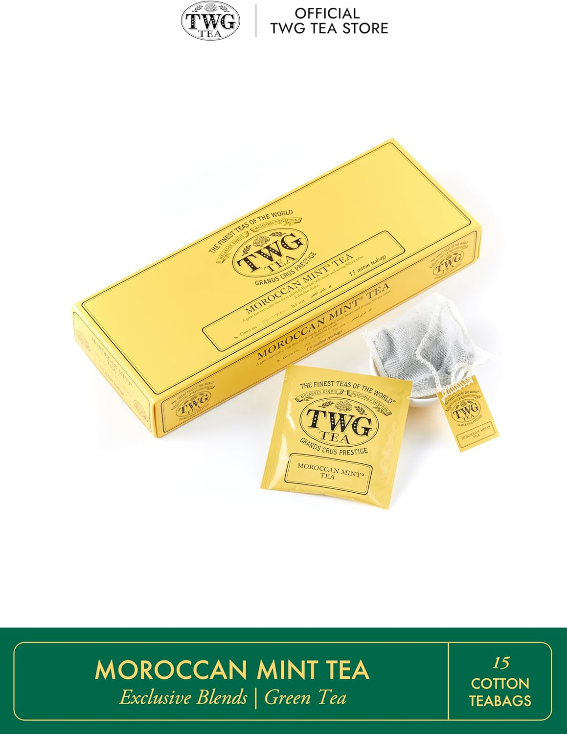 TWG Tea | Moroccan Mint Tea | Green Tea | Spearmint Leaves | 15 Hand Sewn Cotton Teabags | Gift Set image number 5