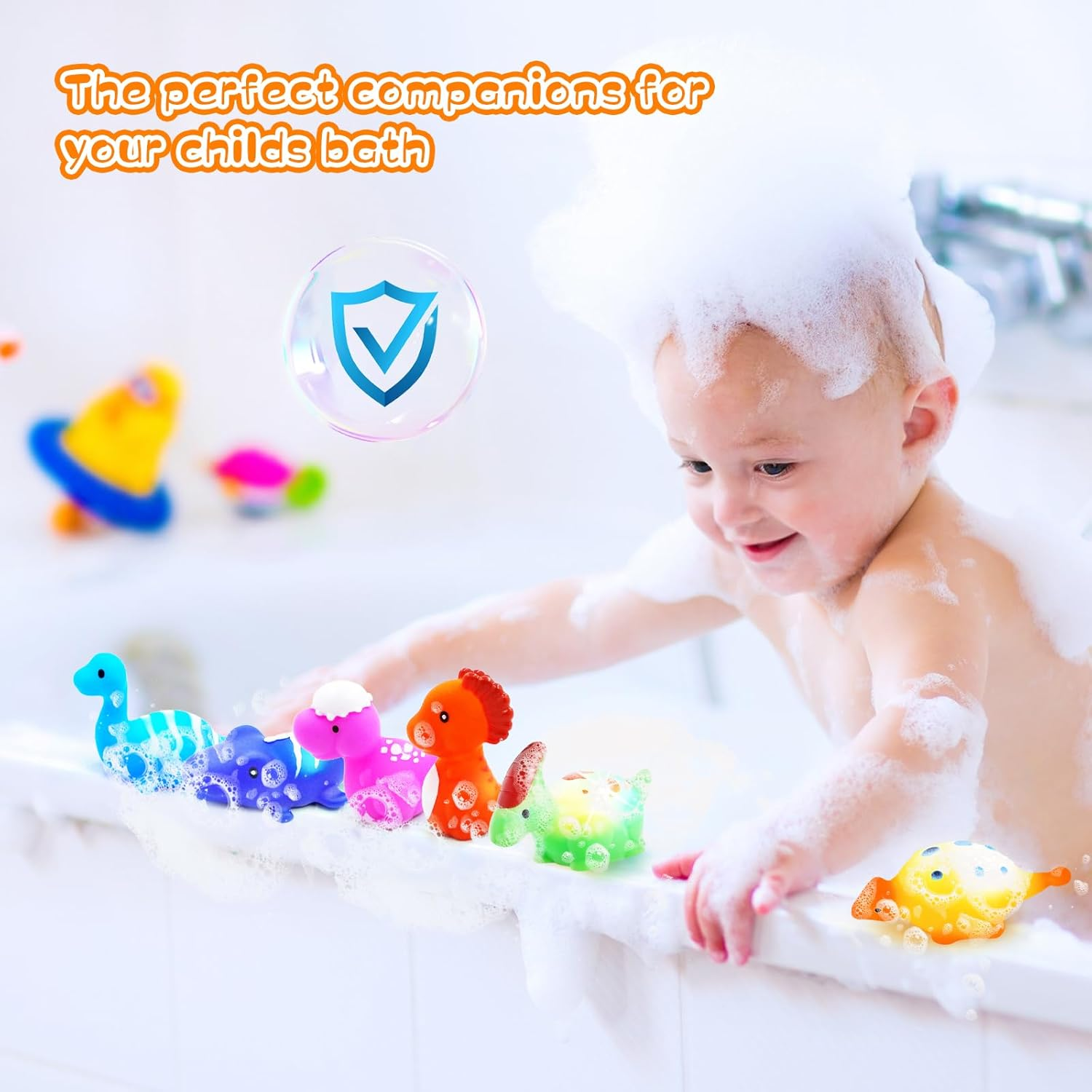 6 Packs Light-Up Floating Dinosaur Bath Toys Set, for Baby Toddler Nephew in Birthday Christmas Easter, Great Water Bathtub Shower Pool Bath Toy for Children Preschool image number 5