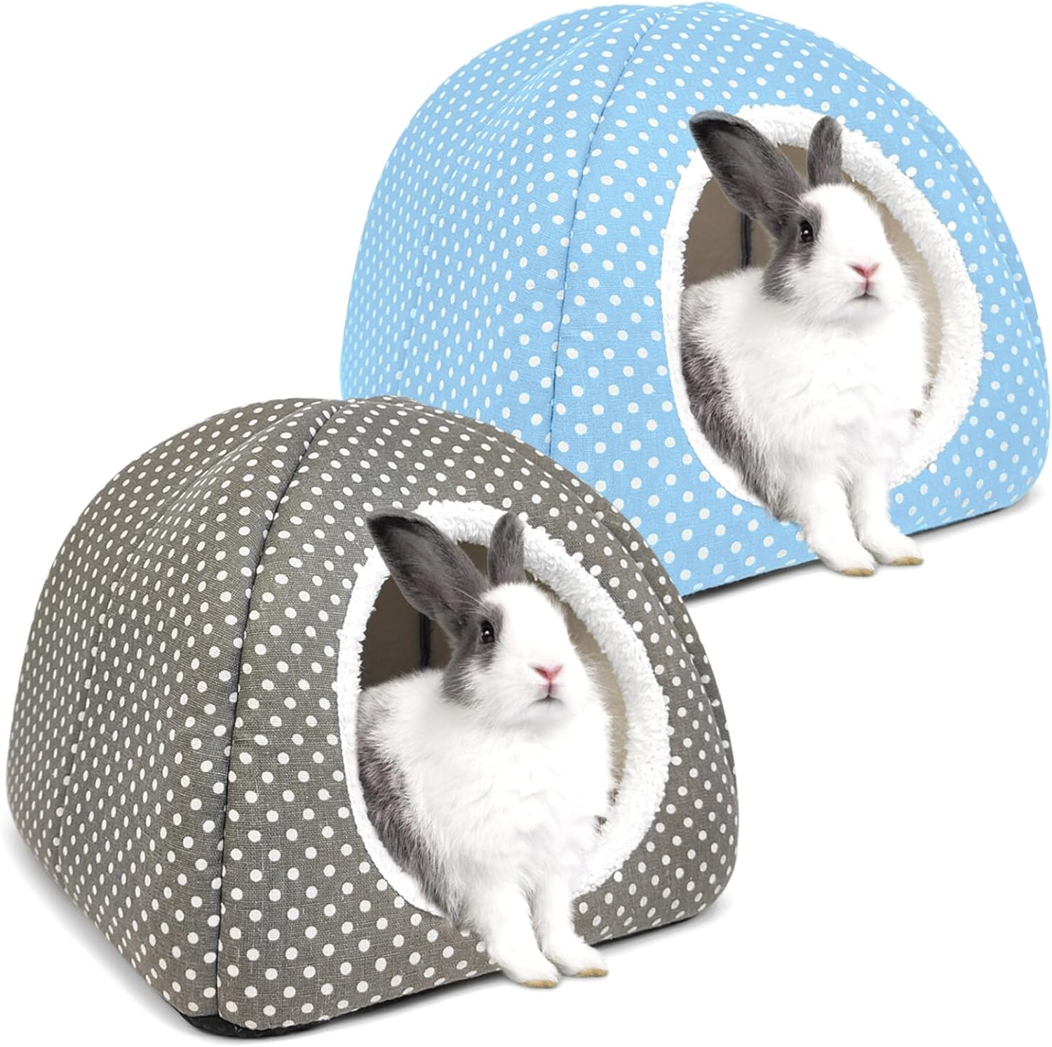 2 Pack Rabbit Hideout Large Bunny Bed Washable Rabbit House and Hideout Fleece Guinea Pig Hiding Hut for Indoor Bunnies Small Animal Hideaway image number 4