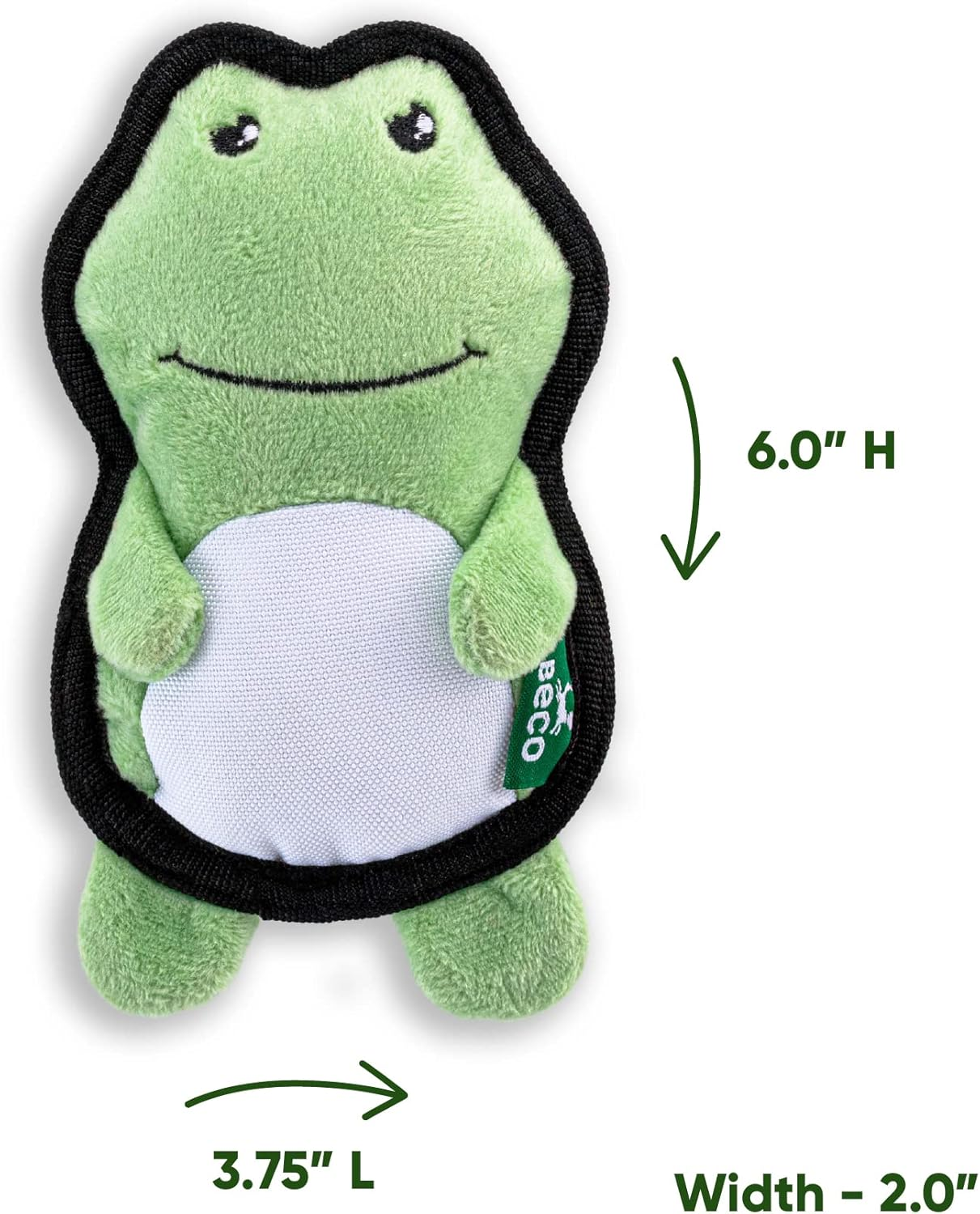 Beco Recycled Rough and Tough Frog Dog Toy, Small