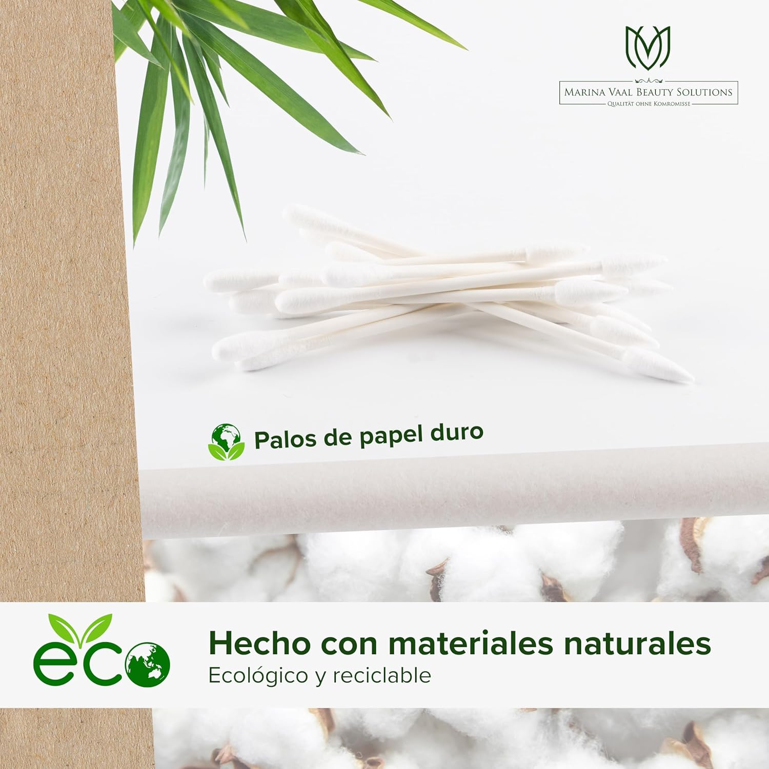 Cotton Buds for Makeup and Cleansing, 1000 (10X100) Sterile, Individually Wrapped, with a round and One Pointed Tip, in Hard Paper Handle and Sturdy Paper Handle image number 1