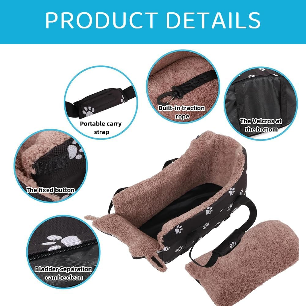 Center Console Pet Car Seat &ndash; Middle Console Booster for Dogs & Cats, Secure Travel Seat for Cars, Black image number 4