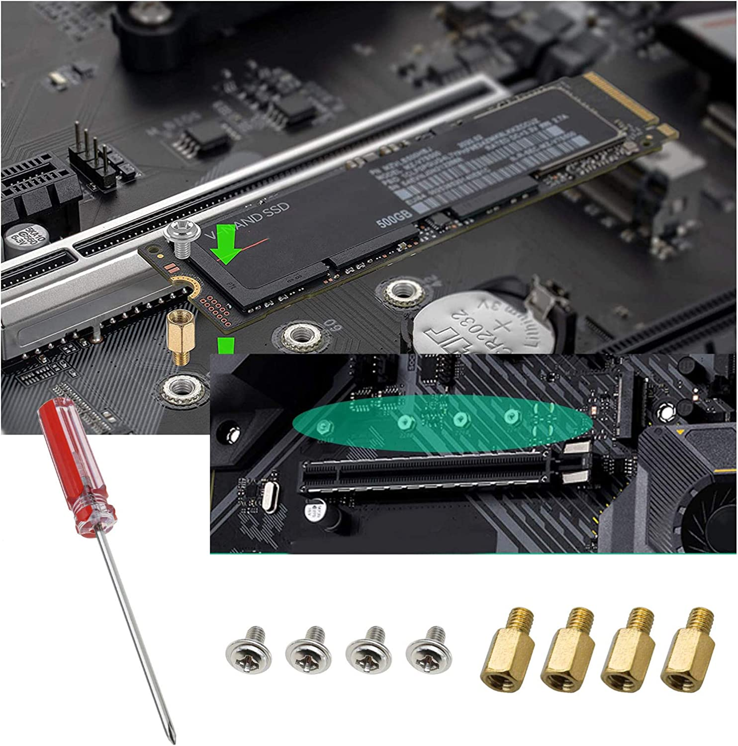 Emsea PC Case Motherboard Screws Kit, M3X6X4Mm Brass Standoffs M3X5Mm Screws with Screwdriver for Hard Drive Computer Case Motherboard image number 6