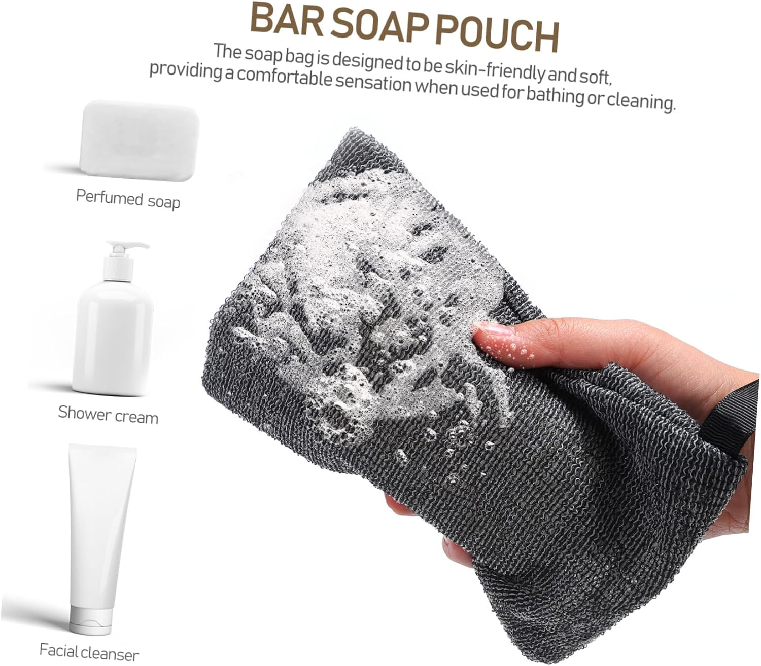 Healeved Soap Saver Soap Bar Container 4 Pcs 19X11.5Cm Nylon Foaming Bath Storage Pouch with Hanging Rope for Bathroom Use image number 6