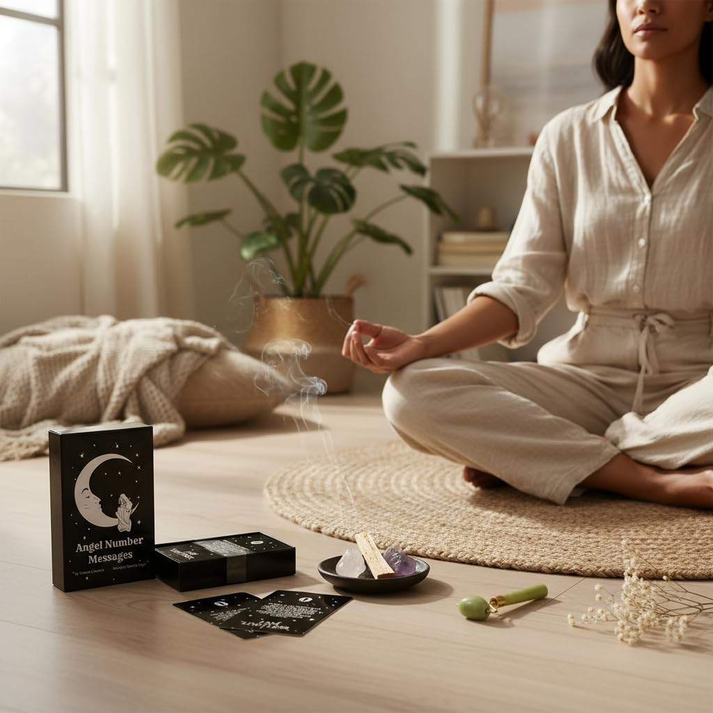 Angel Number Message, Tan Tarot Cards, Tarot Cards Deck, with Guide and Box, Divination of the Future,Black image number 6