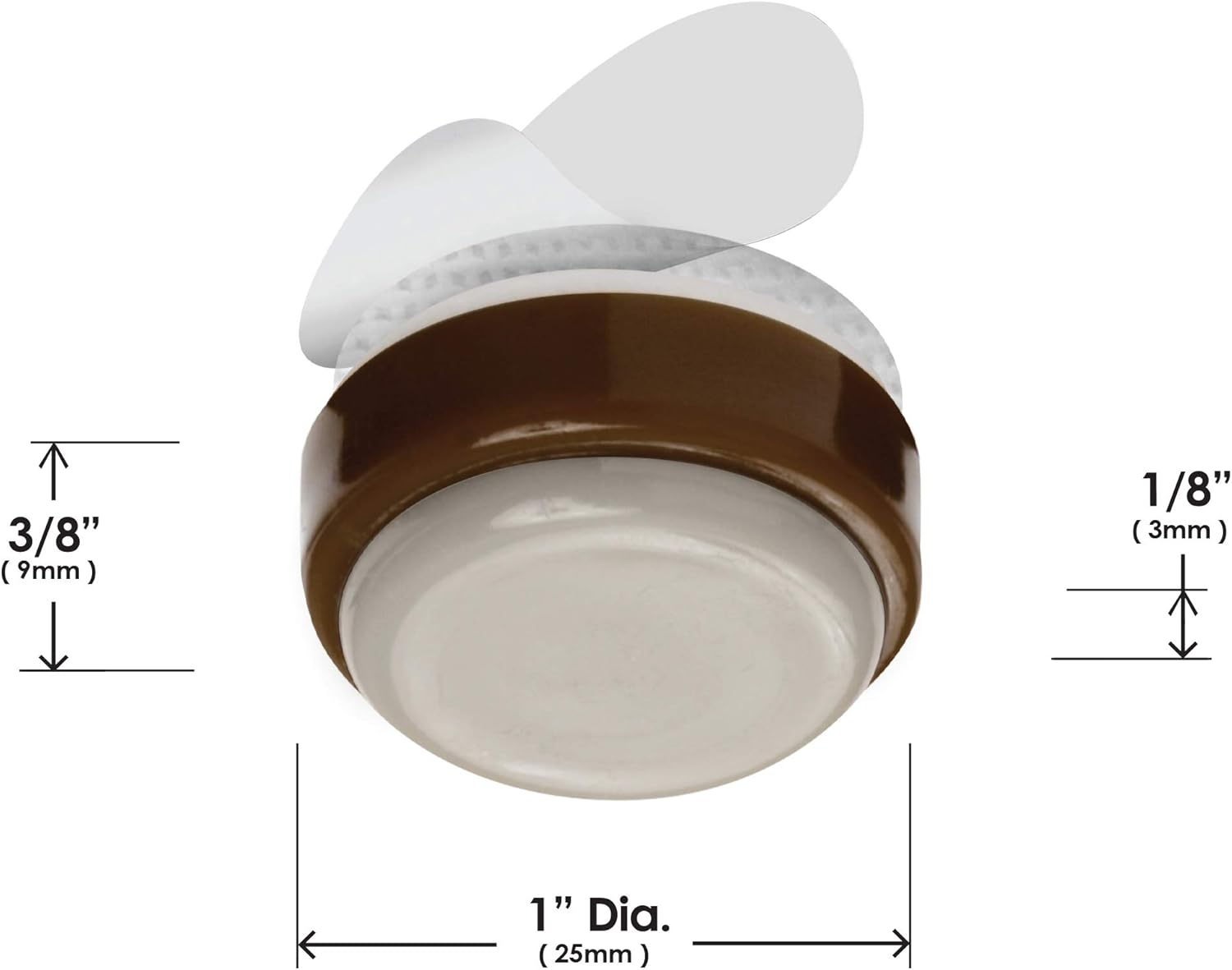 Slipstick CB255 1 Inch Floor Protector Chair Glides/Furniture Slider Feet (Set of 8) Self Stick or Screw on - Chocolate Brown