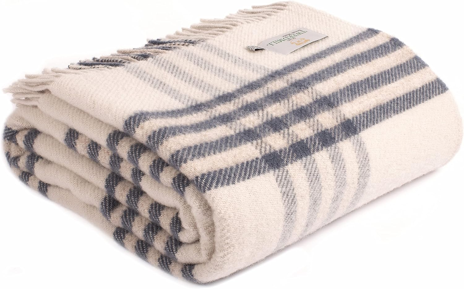 EXTRA LARGE Tweedmill Textiles 100% Pure New Wool Hex Check King Size Blanket Throw (Blue Slate), 140 X 240 Cms