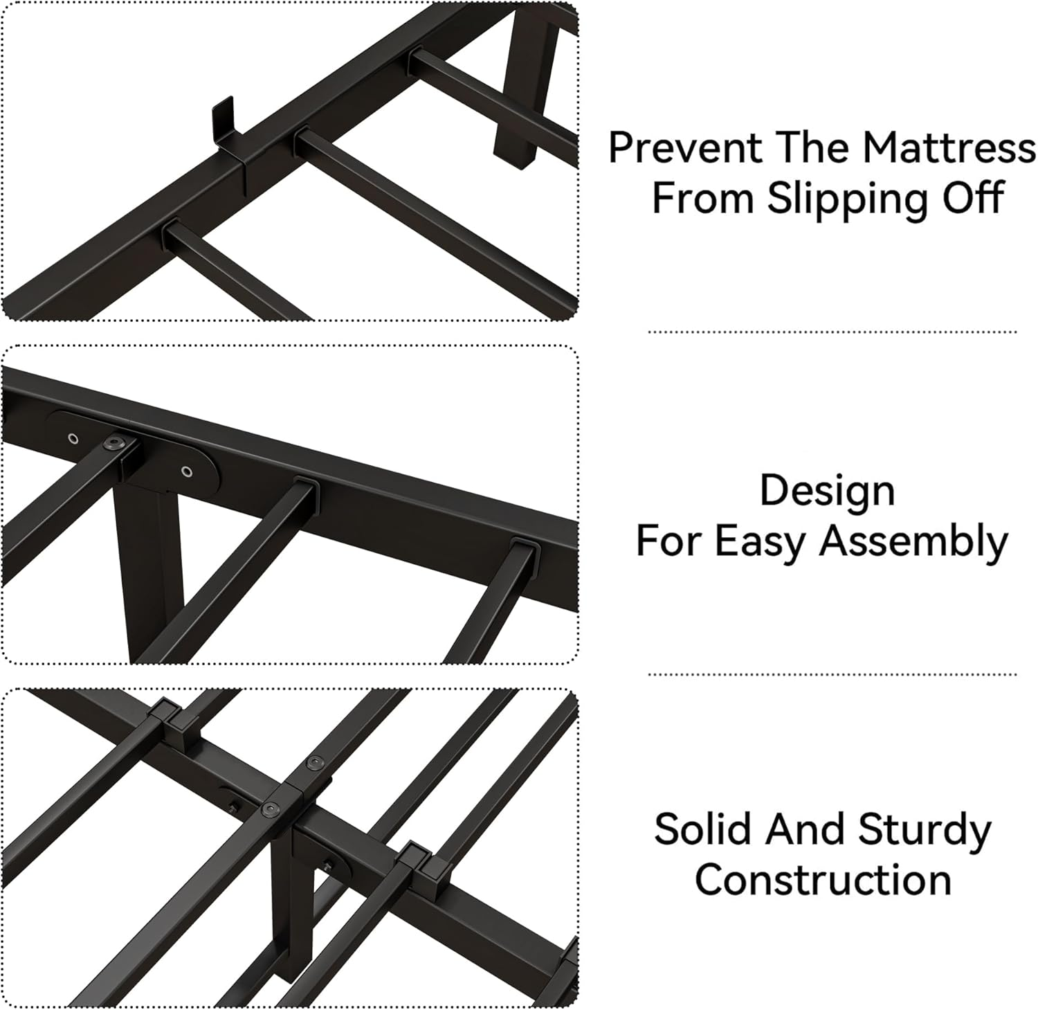 Queen Bed Frame with LED Lights Storage Headboard,Queen Bed Frame with Charging Station,Heavy Duty Metal Platform Bed Frame,No Box Spring Needed,Noise Free,Strong Metal Slats Support,Black image number 3