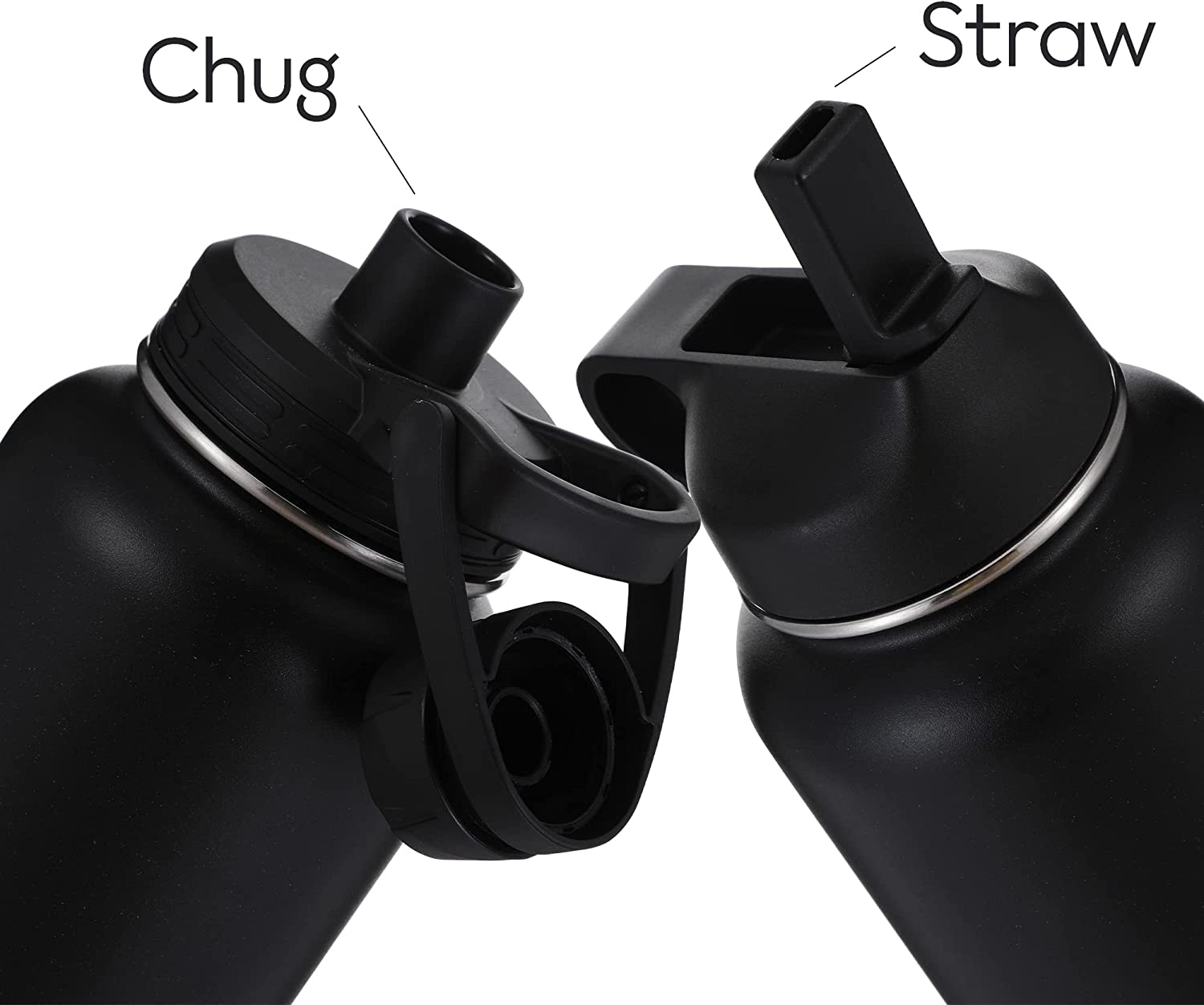 Stainless Steel Sports Water Bottle - 32 Oz with Double Insulation and 2 Lids with Straw, Black image number 3