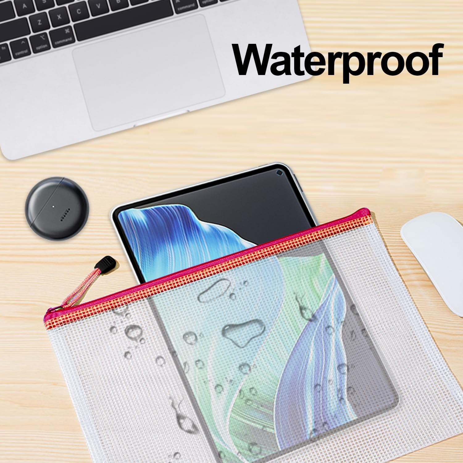 COZY CORE 18Pcs Mesh Zipper Pouch, 8 Sizes Waterproof Plastic Document Pouch, 9 Colors, Waterproof Zipper Bags, Multipurpose for Travel Storage, Office Appliances and Home Organize image number 3