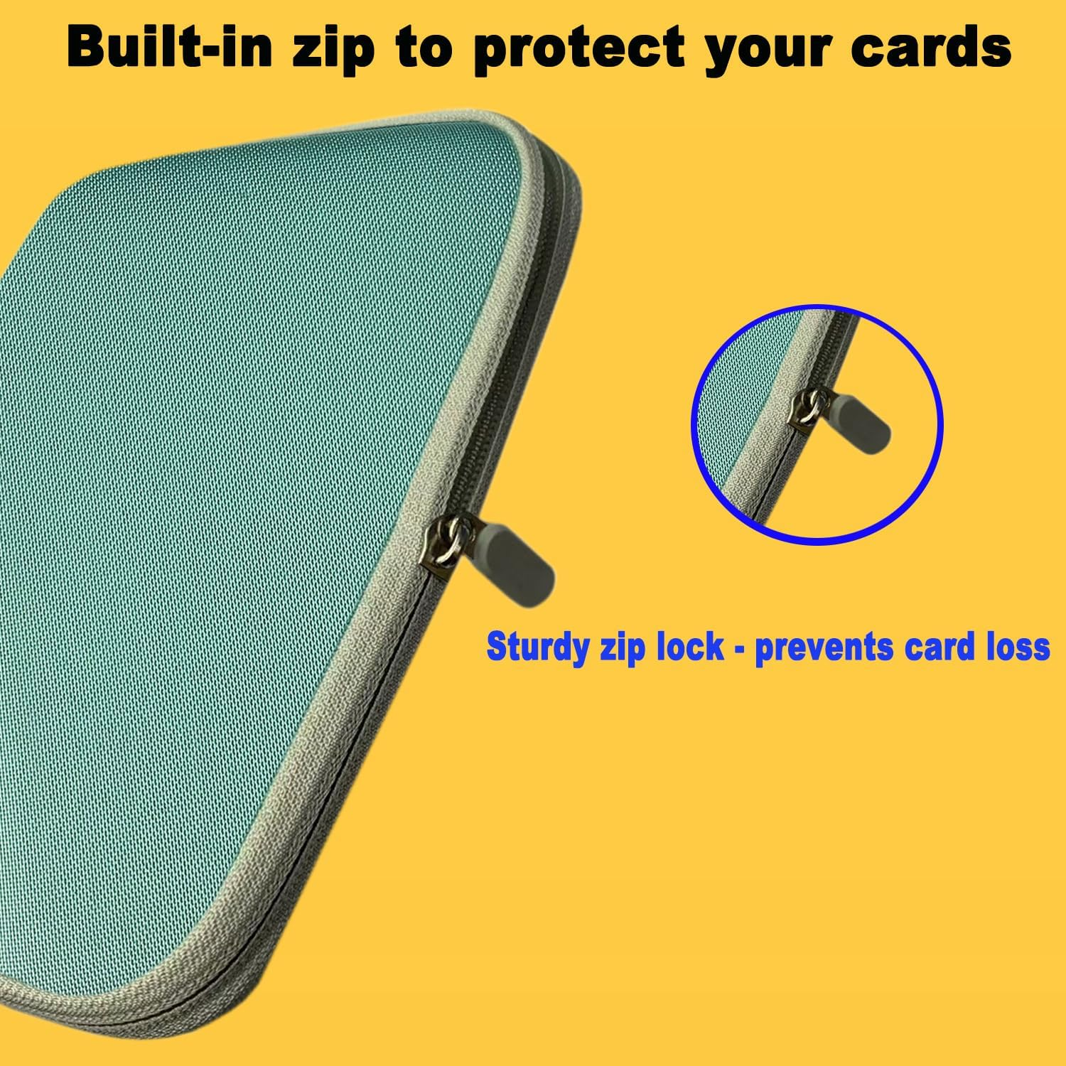 Card Case Holder 80 Pockets Card Box with Zipper Folder for 2.3 * 3.4 Inch Mini Audiobook Cards, Green, Card Protection