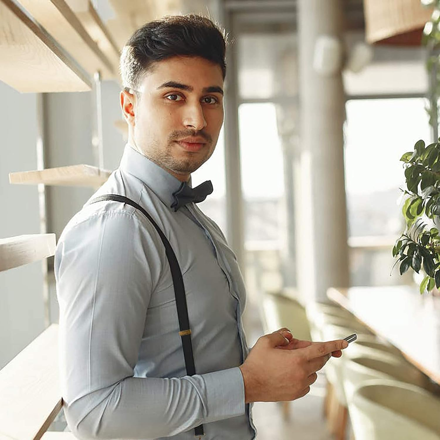 ZANZER 2 Packs Suspenders Braces for Men Heavy Duty, Adjustable Elastic X Back Suspender(B) image number 1