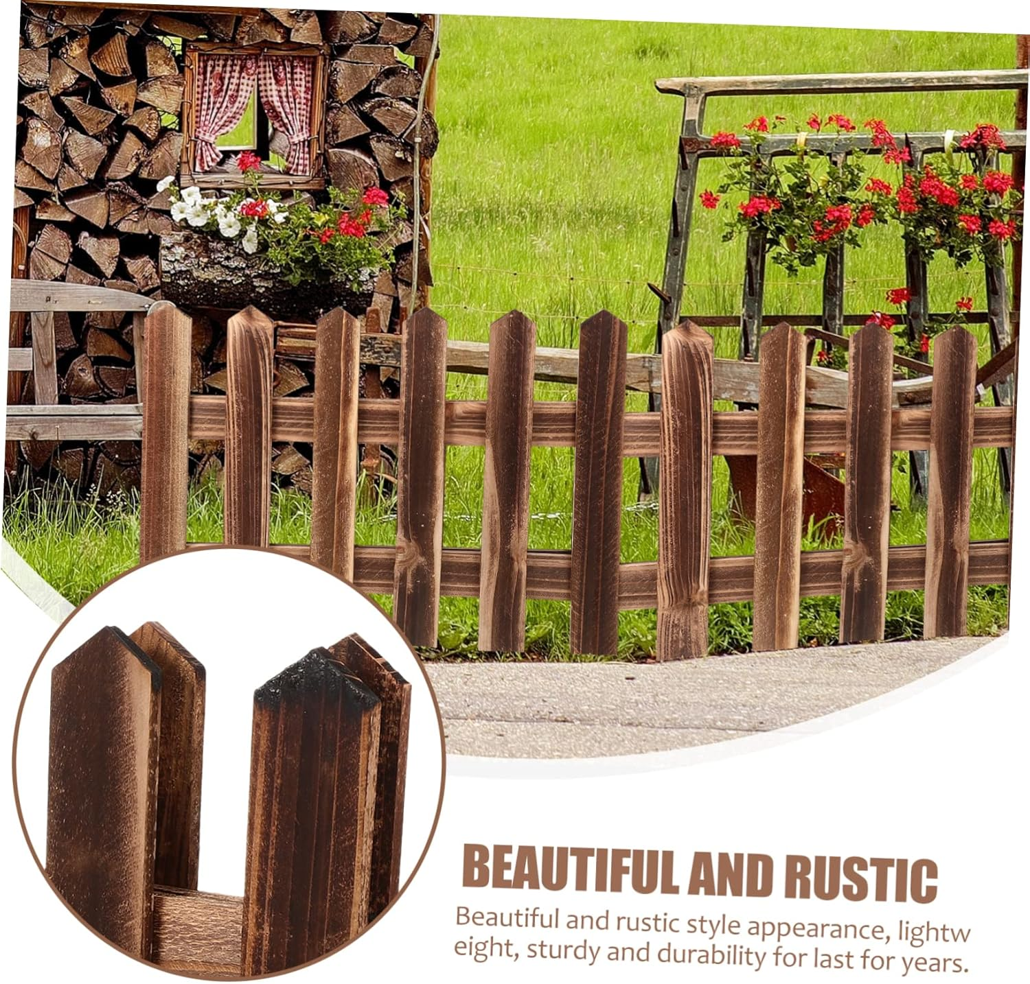 Fence Outdoor Garden Fencing Carbonized Material for Border Fence and Lawn Edging Decoration image number 2